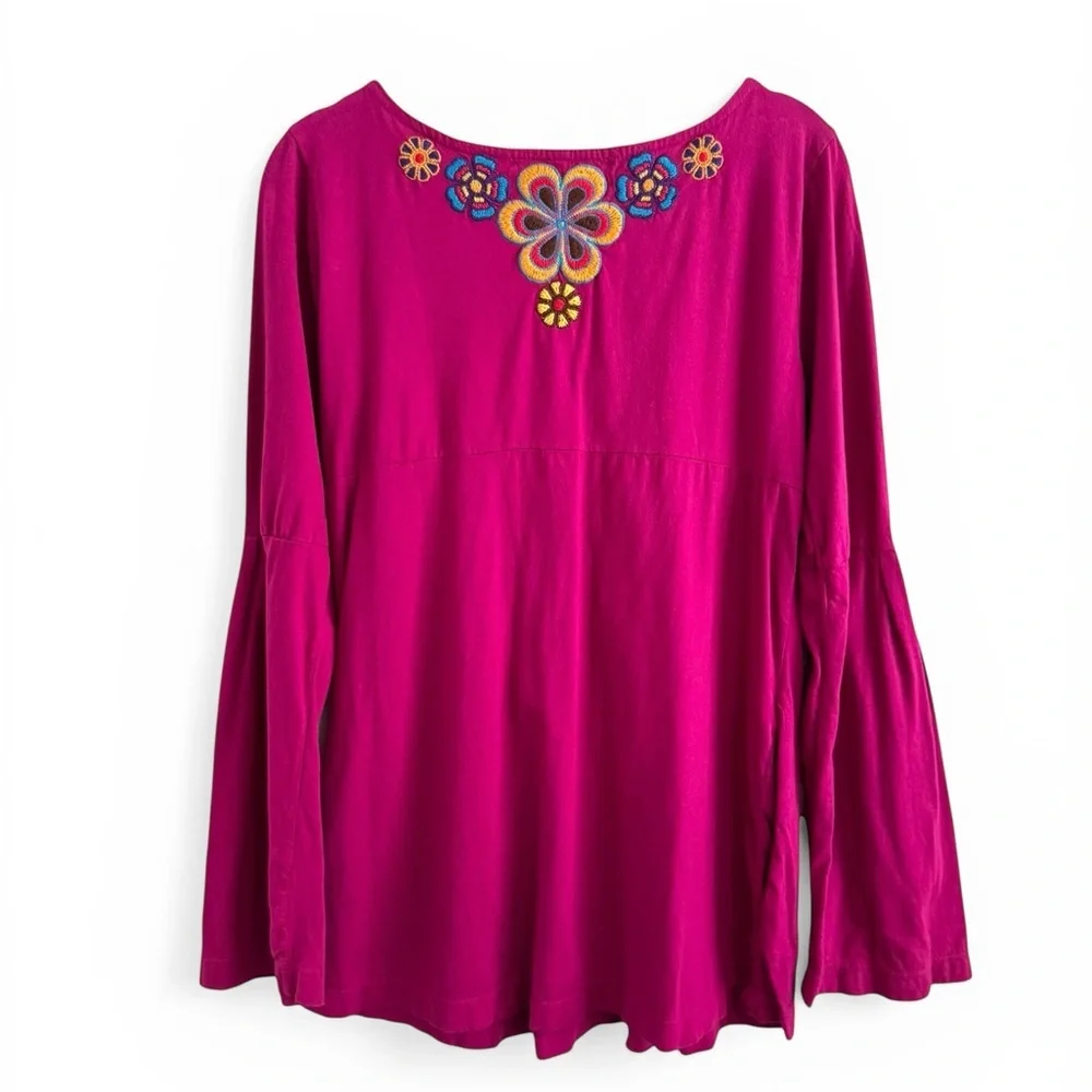 JWLA JOHNNY WAS PINK EMBROIDERED BOHO TOP SZ S - Picture 3 of 11